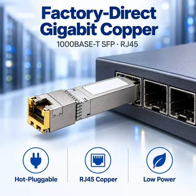 Factory-Direct 1000BASE-T SFP Copper RJ45 Gigabit 100m — In a host switch 2