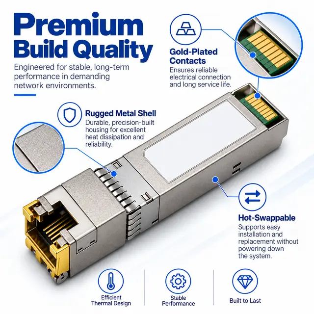 Factory-Direct 1000BASE-T SFP Copper RJ45 Gigabit 100m technical drawing 3: dimensions, structure and interfaces