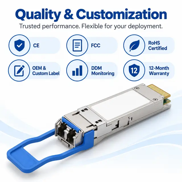 40G QSFP+ LR4 1310nm 10km Single-Mode Duplex LC Optical technical drawing 4: dimensions, structure and interfaces
