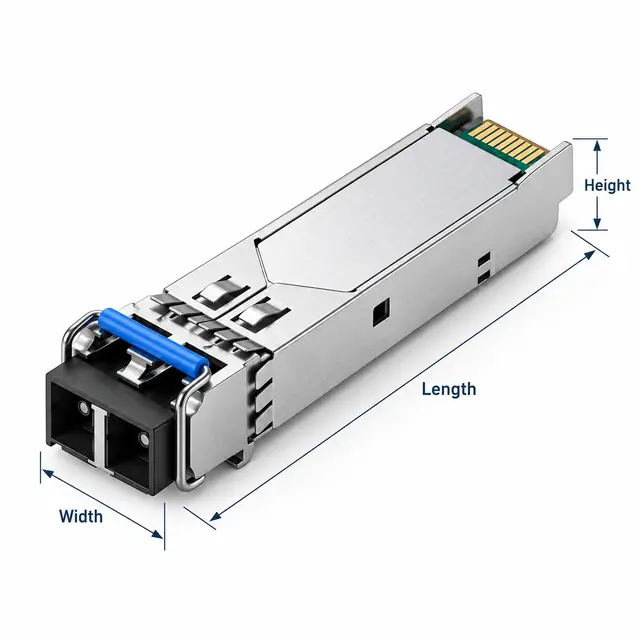 1000BASE-EX SFP 1.25G 1310nm 40km Duplex Single-Mode LC technical drawing 1: dimensions, structure and interfaces