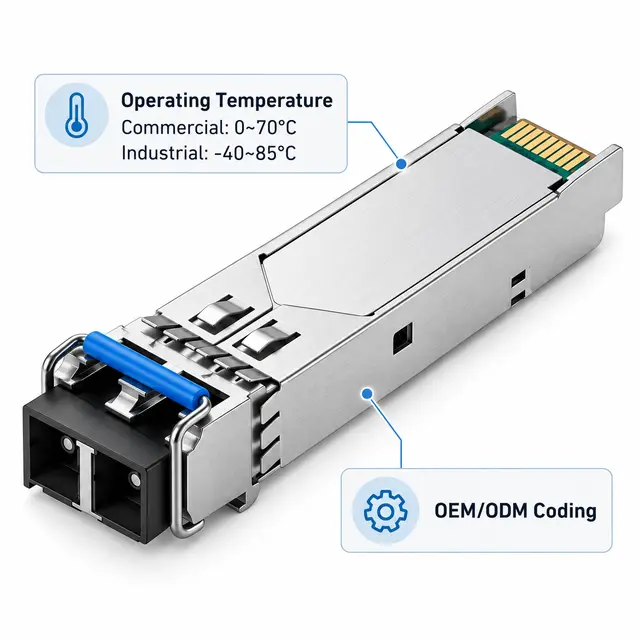 1000BASE-EX SFP 1.25G 1310nm 40km Duplex Single-Mode LC technical drawing 4: dimensions, structure and interfaces