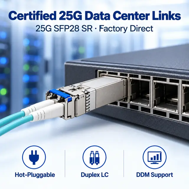25G SFP28 SR 850nm 100m Multimode Duplex LC Transceiver — — In a host switch 2