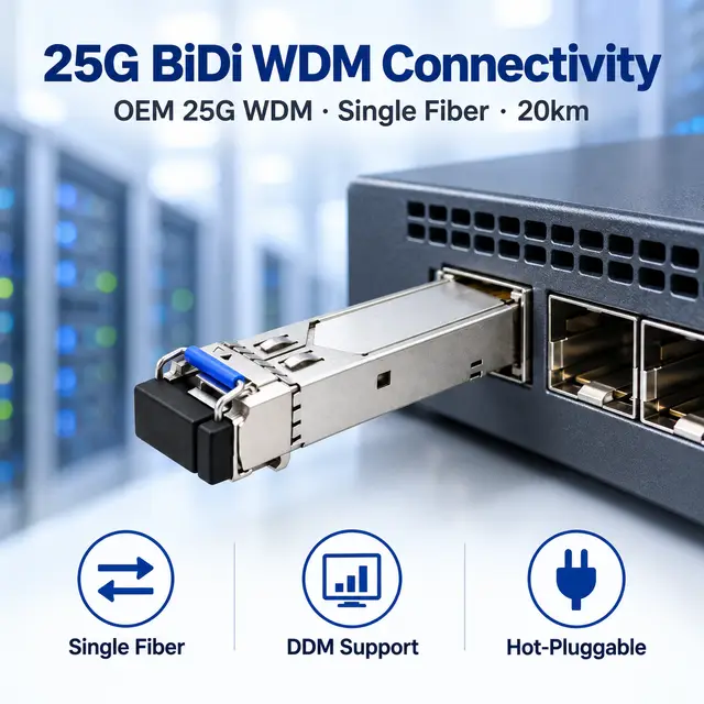 OEM 25G SFP28 WDM BiDi Single-Fiber 1270/1330nm 20km — In a host switch 2