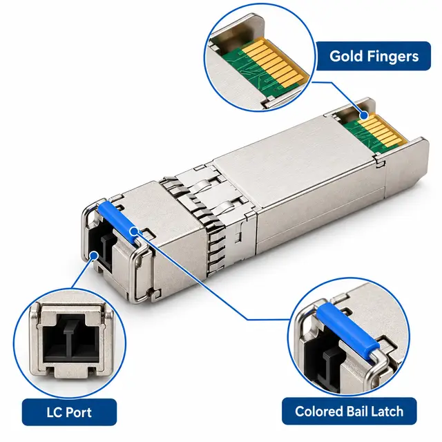 10G SFP+ BiDi BX80 80km 1490/1550nm Simplex LC DDM APD technical drawing 3: dimensions, structure and interfaces