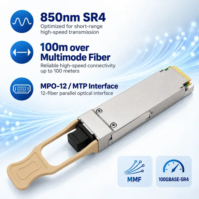 100G QSFP28 SR4 850nm 100m MMF MPO/MTP Optical Transceiver — Application view 4