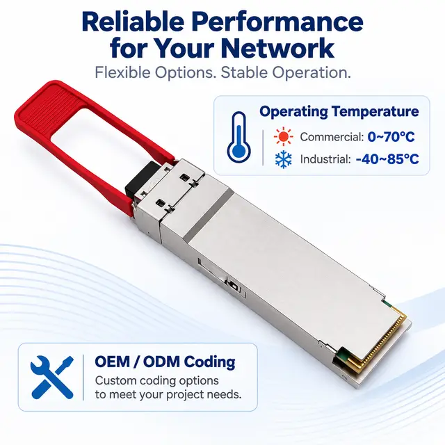 100G BiDi QSFP28 10km Simplex LC SMF Transceiver technical drawing 4: dimensions, structure and interfaces