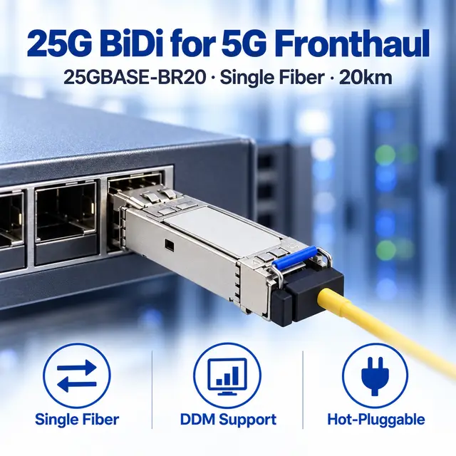 25GBASE-BR20 SFP28 BiDi Single-Fiber 1270/1330nm 20km WDM — In a host switch 2