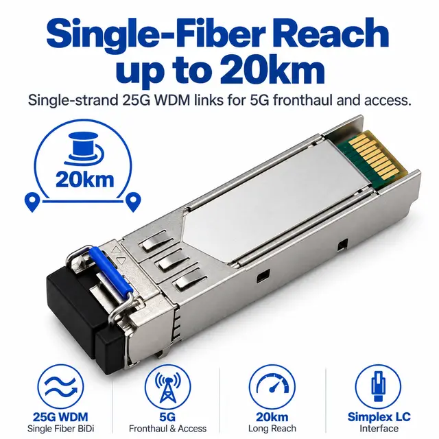 25GBASE-BR20 SFP28 BiDi Single-Fiber 1270/1330nm 20km WDM — Application view 3