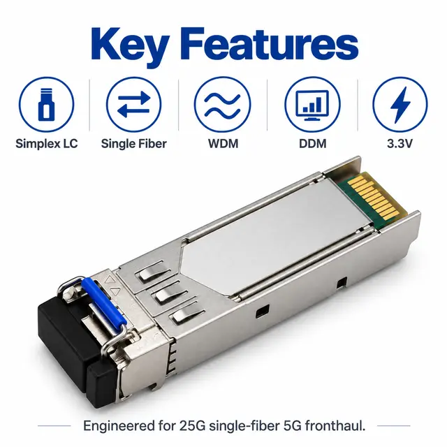25GBASE-BR20 SFP28 BiDi Single-Fiber 1270/1330nm 20km WDM — Application view 5