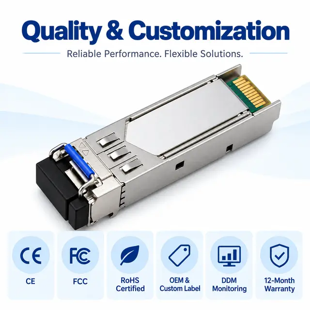 25GBASE-BR20 SFP28 BiDi Single-Fiber 1270/1330nm 20km WDM technical drawing 4: dimensions, structure and interfaces