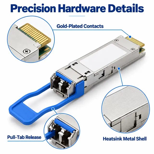 40G QSFP+ LR4 1310nm 10km Single-Mode Duplex LC - 1310 nm A technical drawing 3: dimensions, structure and interfaces