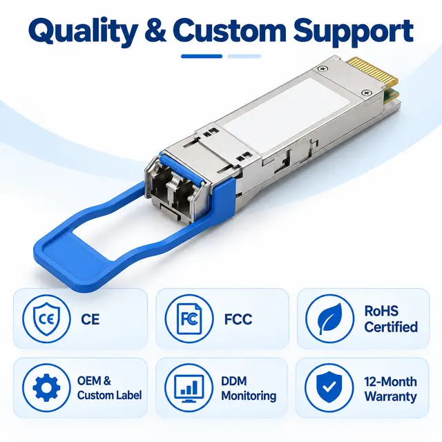 40G QSFP+ LR4 1310nm 10km Single-Mode Duplex LC - 1310 nm A technical drawing 4: dimensions, structure and interfaces