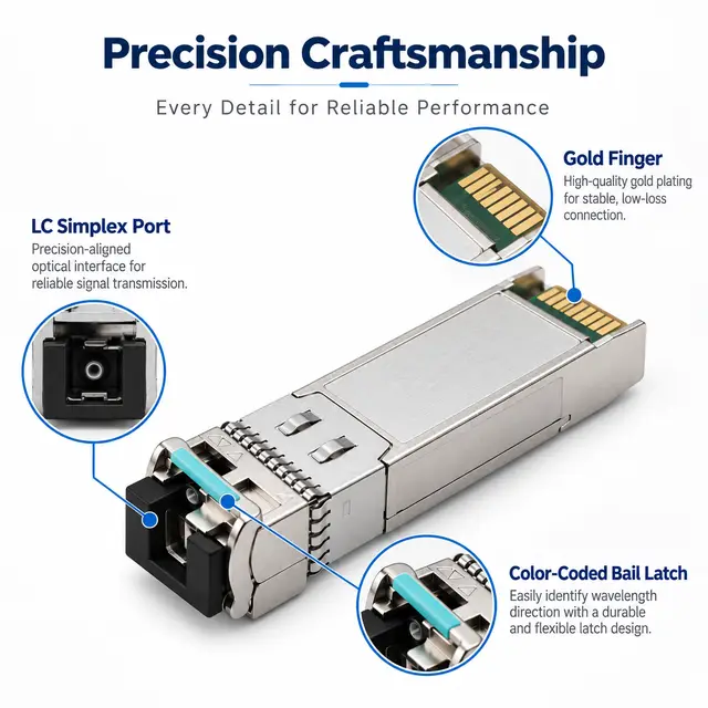 10G SFP+ BiDi BX80 80km - High-Performance Transceiver for WAN technical drawing 3: dimensions, structure and interfaces