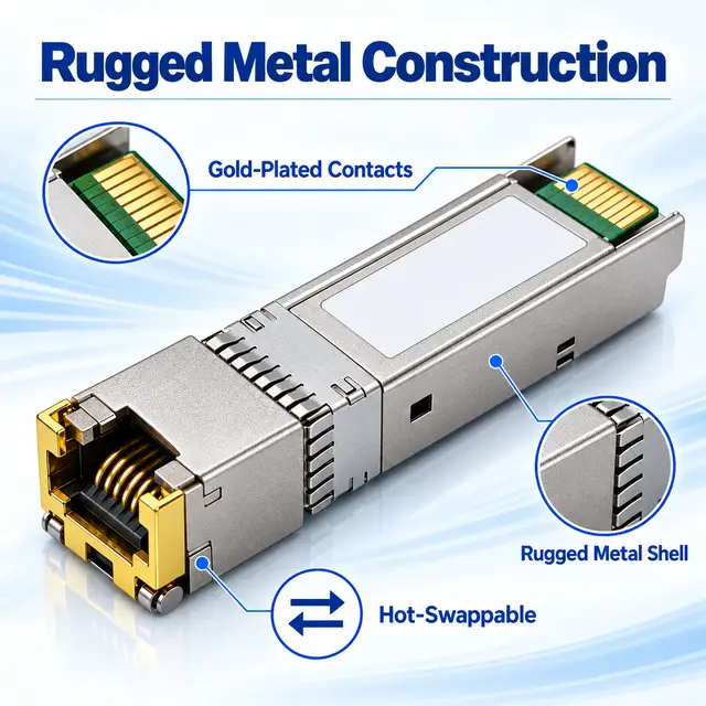 10G SFP+ Copper RJ45 10GBASE-T 30-100m Cat6a/Cat7 - t7 Hot-Swappable technical drawing 3: dimensions, structure and interfaces
