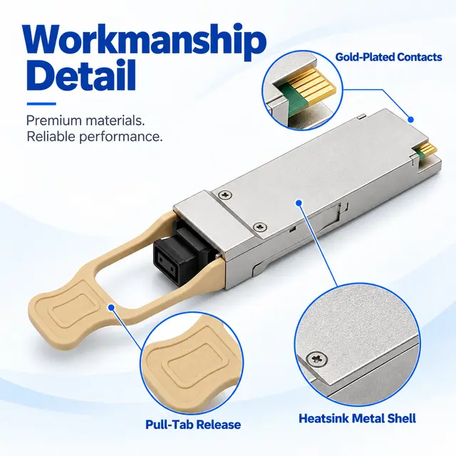 40G QSFP+ Optical Transceivers SR4 / LR4 / ER4 / ZR4 technical drawing 3: dimensions, structure and interfaces